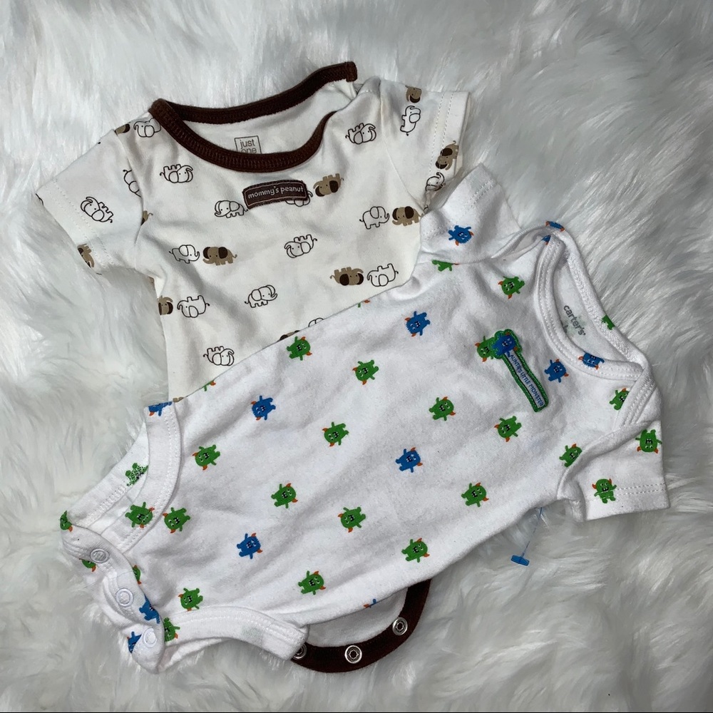 😊ADORABLE♥️ elephant and monster NB baby onesies
